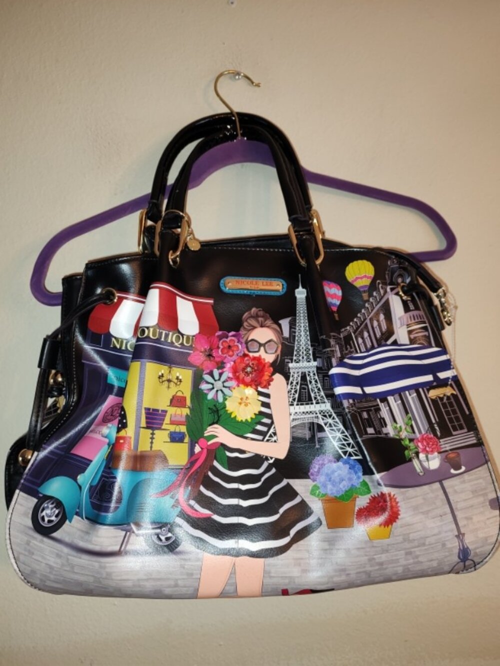 Women Nicole Lee USA Diana Tells The Story / A Day in Paris Bag with Decoration